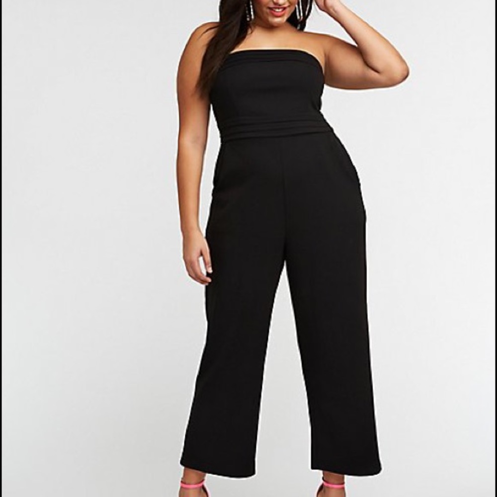 Plus Size Strapless Culotte Jumpsuit